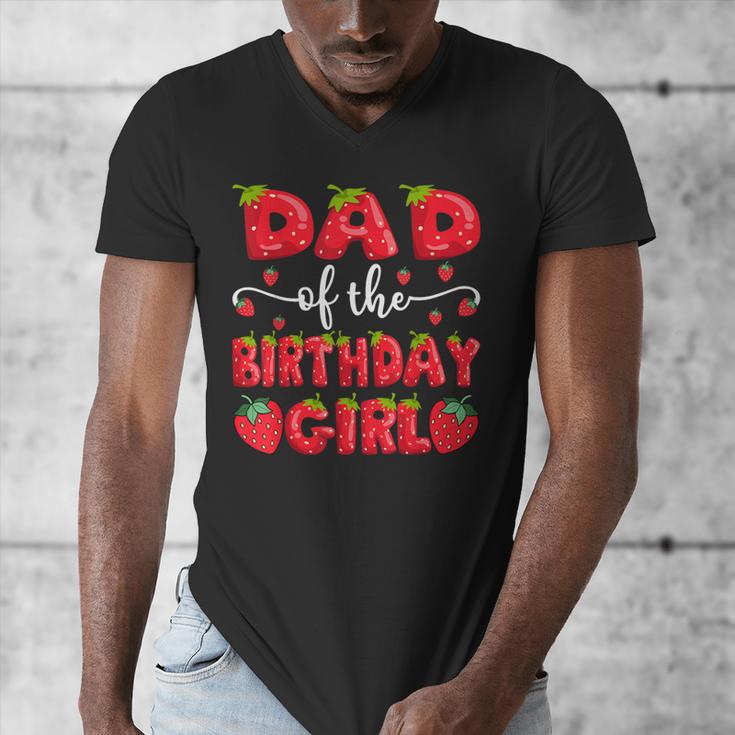 Dad Of The Birthday Girl Strawberry Family Matching Men's V-Neck T-Shirt