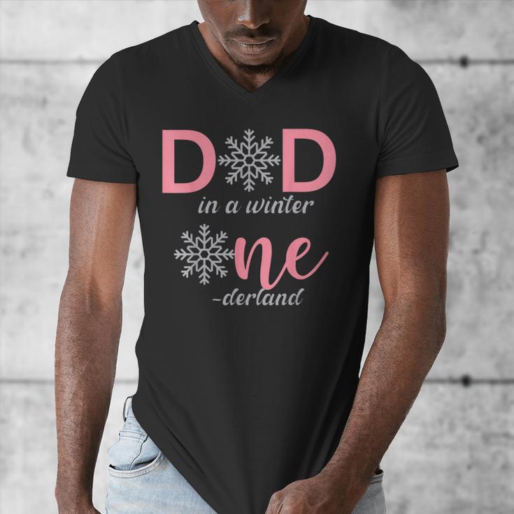 Dad Of The Birthday For Girl Winter Onederland 1st Birthday Men's V-Neck T-Shirt Dad Of The Birthday For Girl Winter Onederland 1st Birthday Men's V-Neck T-Shirt