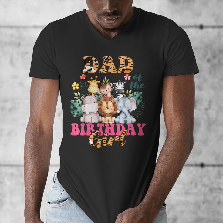 Dad Of The Birthday Girl Zoo Theme Animal Party Safari Cool Men's V-Neck T-Shirt
