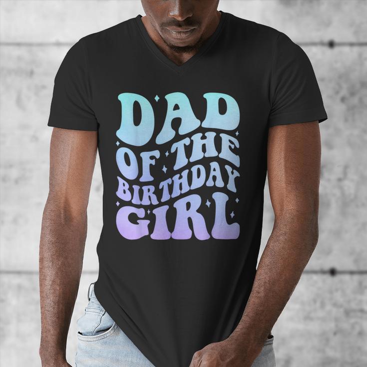 Dad Of The Birthday Girls Teens Kid Family Matching Birthday Men's V-Neck T-Shirt