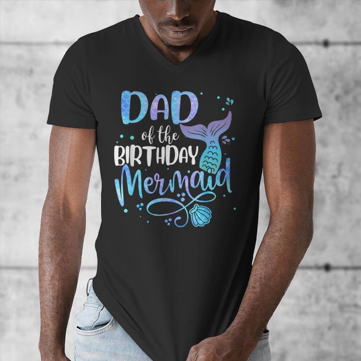 Dad Of The Birthday Mermaid Family Matching Father Dad Papa Men's V-Neck T-Shirt
