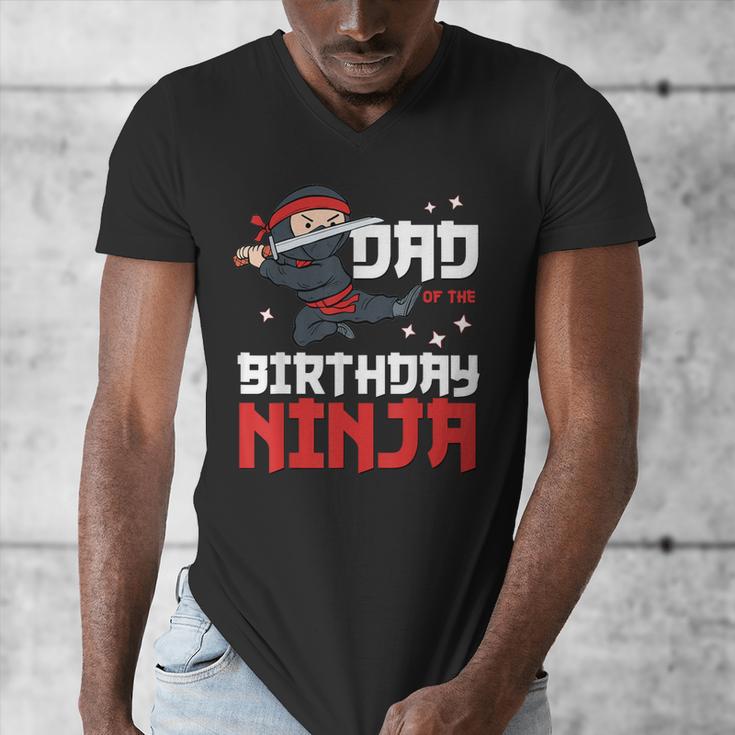 Dad Of The Birthday Ninja Daddy Party Best Father Boy Pop Men's V-Neck T-Shirt