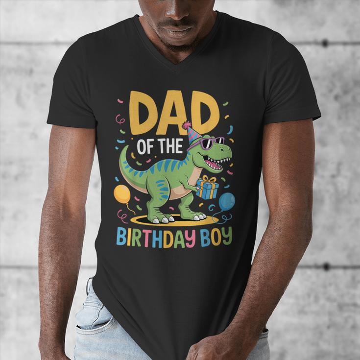 Dad Of The Birthday Party Outfit Dinosaur Squad Daddy Men's V-Neck T-Shirt