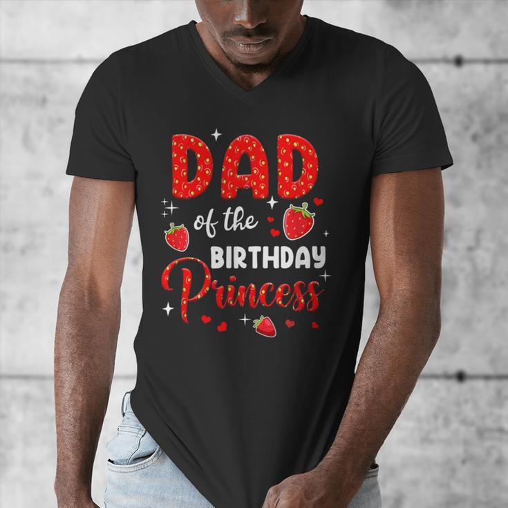 Dad Of The Birthday Princess Strawberry Theme Bday Party Men's V-Neck T-Shirt
