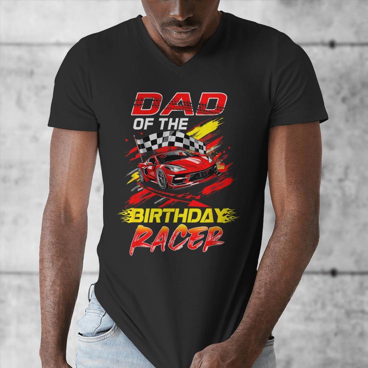 Dad Of The Birthday Racer Race Car Party Family Matching Men's V-Neck T-Shirt
