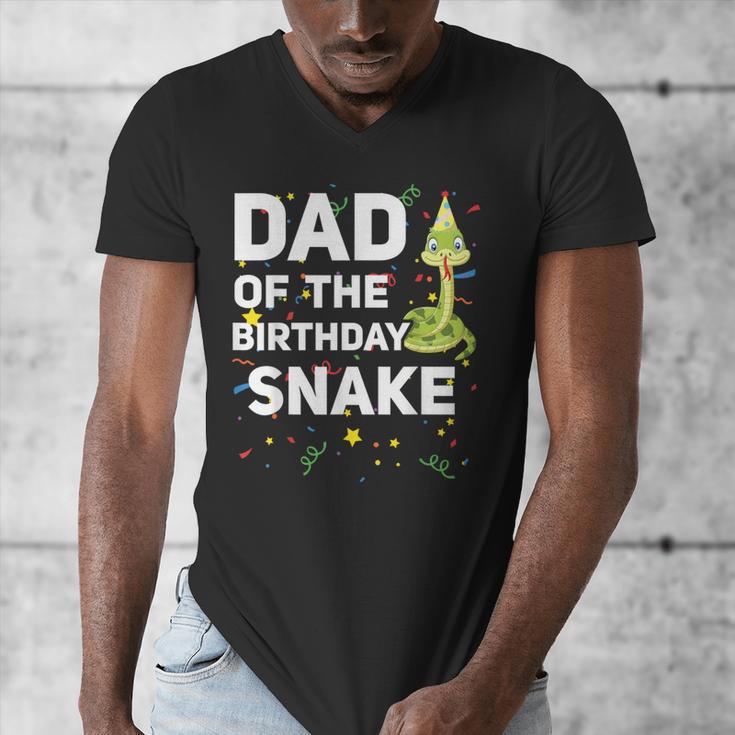 Dad Of The Birthday Snake Themed Birthday Party Men's V-Neck T-Shirt