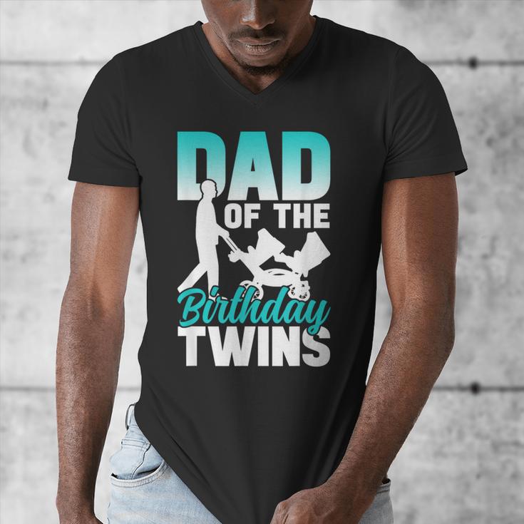 Dad Of The Birthday Twins Celebrate Cute Twin Father Daddy Men's V-Neck T-Shirt Dad Of The Birthday Twins Celebrate Cute Twin Father Daddy Men's V-Neck T-Shirt