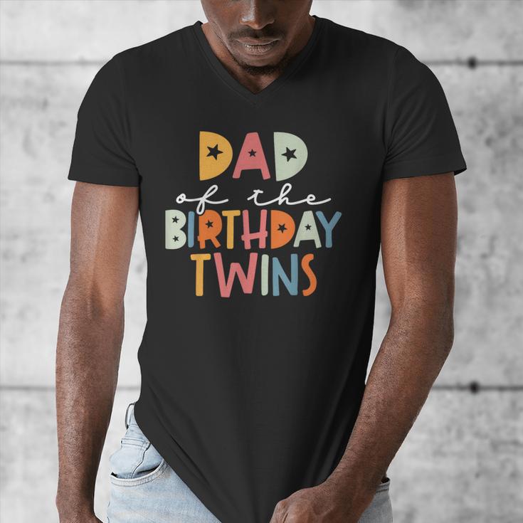 Dad Of The Birthday Twins Kids Great Daddy Of Twins Bday Men's V-Neck T-Shirt Dad Of The Birthday Twins Kids Great Daddy Of Twins Bday Men's V-Neck T-Shirt