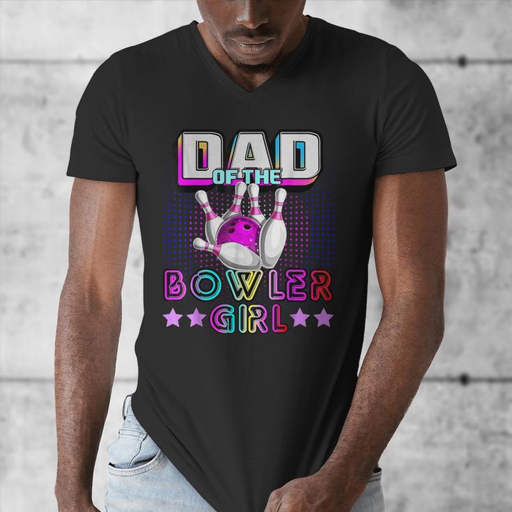 Dad Of The Bowler Girl Matching Family Bowling Birthday Men's V-Neck T-Shirt