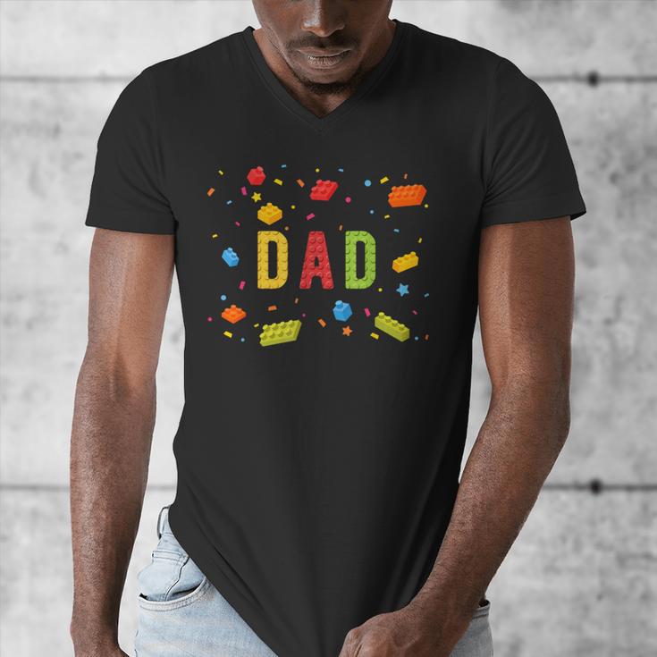 Dad Building Blocks Birthday Boy Men's V-Neck T-Shirt