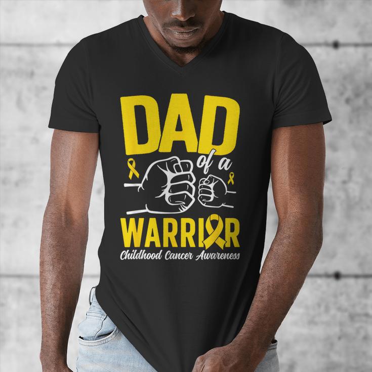 Dad Of A Childhood Cancer Warrior Childhood Cancer Awareness Men's V-Neck T-Shirt Dad Of A Childhood Cancer Warrior Childhood Cancer Awareness Men's V-Neck T-Shirt