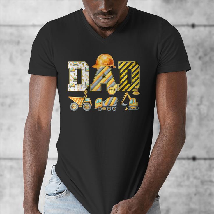 Dad Construction Excavator Kids Matching Family Party Men's V-Neck T-Shirt