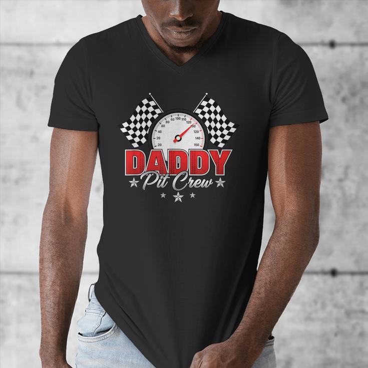 Dad Daddy Pit Crew Race Car Birthday Racing Party Men's V-Neck T-Shirt