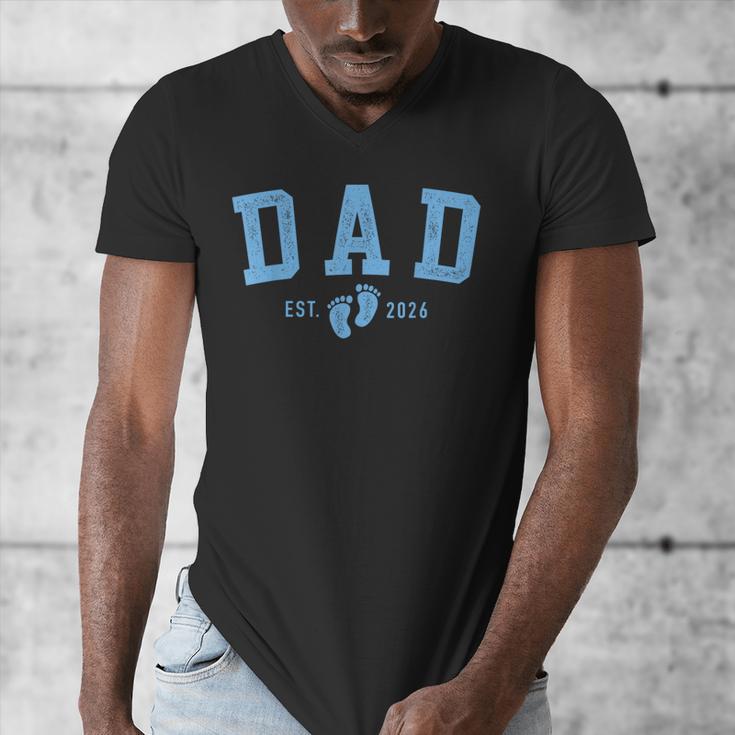 Dad Est 2026 Blue Baby Feet First Time Boy Daddy Men's V-Neck T-Shirt Dad Est 2026 Blue Baby Feet First Time Boy Daddy Men's V-Neck T-Shirt