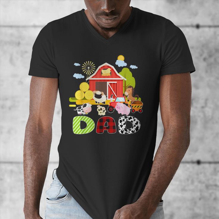 Dad Farm Animal Birthday Family Matching Party Men's V-Neck T-Shirt