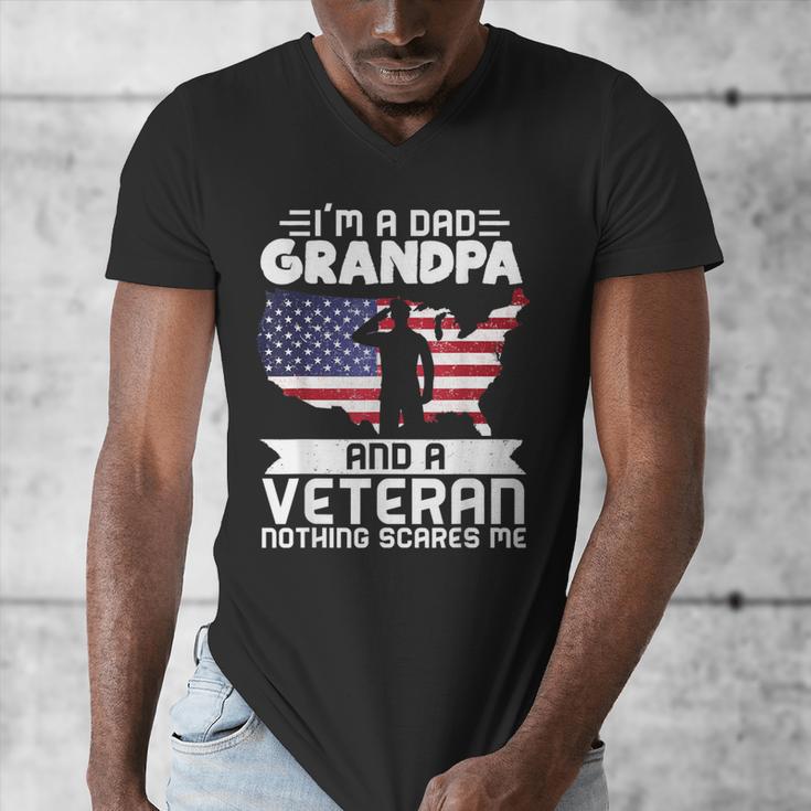 Dad Grandpa Veteran Nothing Scares Patriotic Veterans Day Men's V-Neck T-Shirt