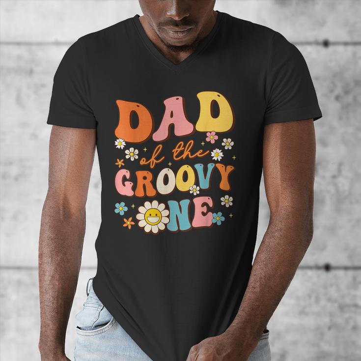 Dad Of The Groovy One 1st Birthday Pregnancy Announcement Men's V-Neck T-Shirt Dad Of The Groovy One 1st Birthday Pregnancy Announcement Men's V-Neck T-Shirt