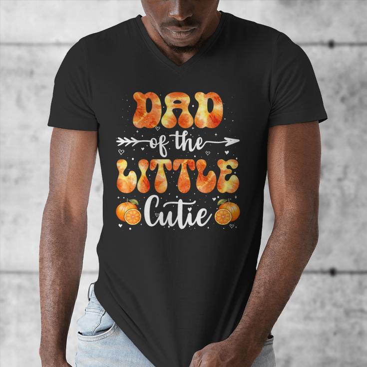 Dad Little Cutie Baby Shower Orange 1st Birthday Party Men's V-Neck T-Shirt