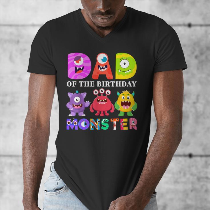 Dad Little Monster Kids 1st Birthday Party Family Monster Small Men's V-Neck T-Shirt