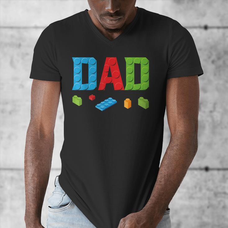 Dad Master Builder Building Bricks Blocks Family Set Parents Small Men's V-Neck T-Shirt