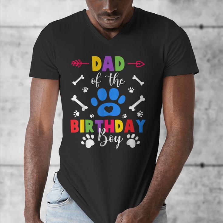 Dad And Mom Of The Birthday Boy Dog Paw Family Matching Men's V-Neck T-Shirt