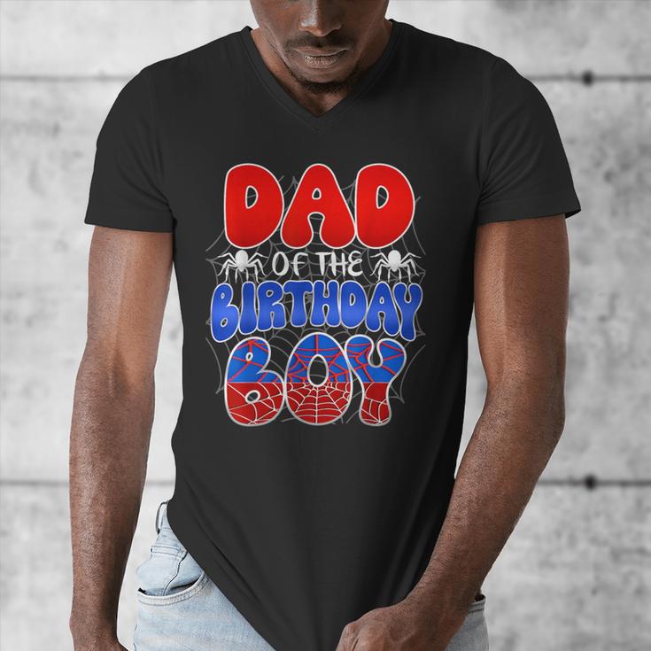Dad And Mom Birthday Boy Spider Family Matching Men's V-Neck T-Shirt