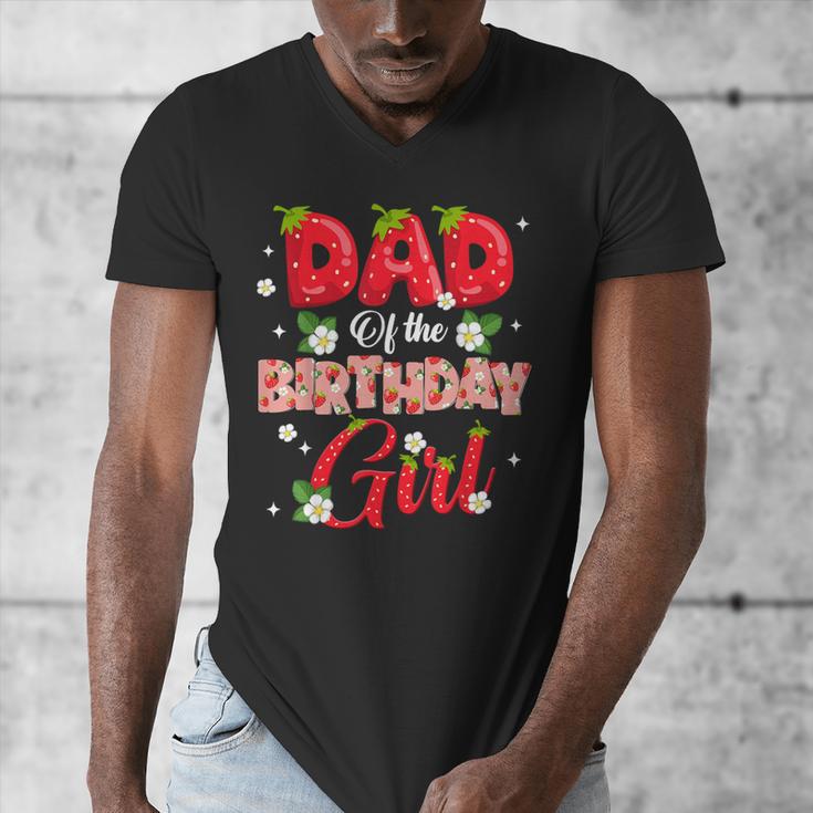 Dad And Mom Birthday Girl Strawberry Berry Sweet One Two Men's V-Neck T-Shirt Dad And Mom Birthday Girl Strawberry Berry Sweet One Two Men's V-Neck T-Shirt