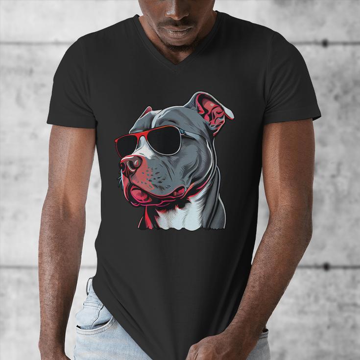 Dad Mom Cool Dog Sunglasses Pitbull Men's V-Neck T-Shirt