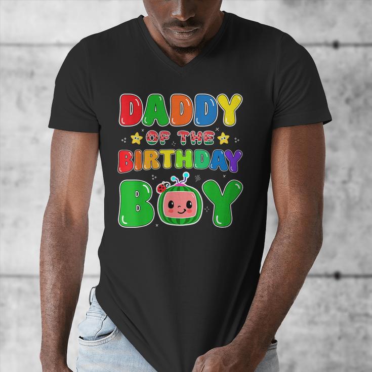 Dad And Mom Daddy Of The Birthday Boy Tee Melon Family Party Men's V-Neck T-Shirt