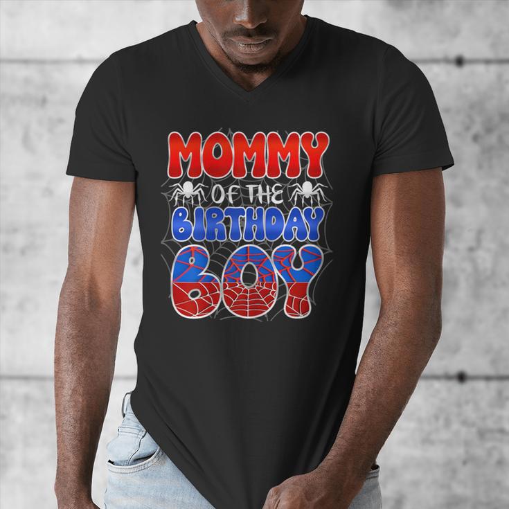 Dad And Mom Mommy Birthday Boy Spider Family Matching Men's V-Neck T-Shirt