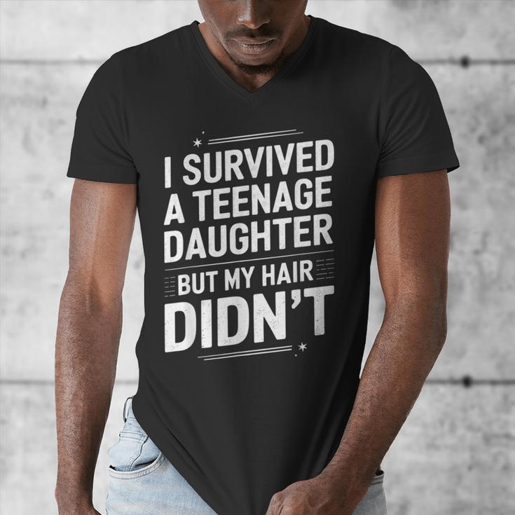Dad Mom I Survived Teenage Daughter Survivor Men's V-Neck T-Shirt