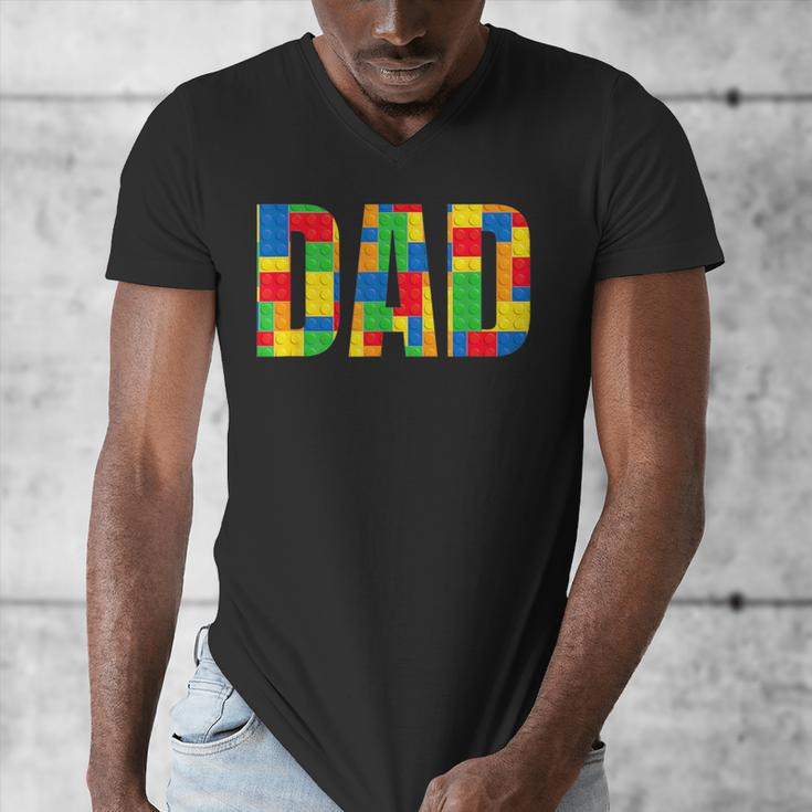 Dad Parent Brick Master Builder Building Blocks Set FamilyMen's V-Neck T-Shirt Dad Parent Brick Master Builder Building Blocks Set FamilyMen's V-Neck T-Shirt