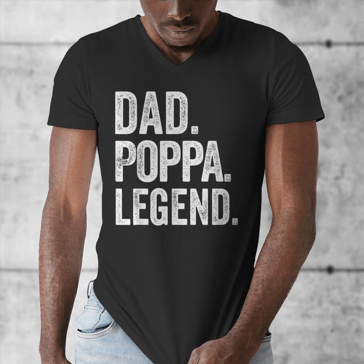 Dad Poppa Legend Vintage Distressed Bold Poppa Graphic Men's V-Neck T-Shirt