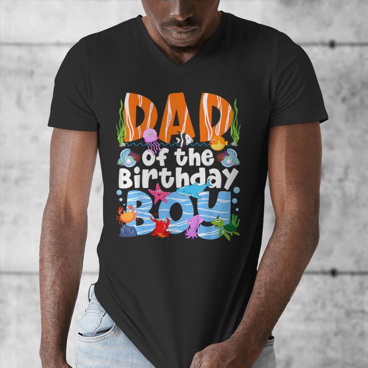 Dad Under Sea Birthday Party Boys Ocean Sea Animals Themed Men's V-Neck T-Shirt