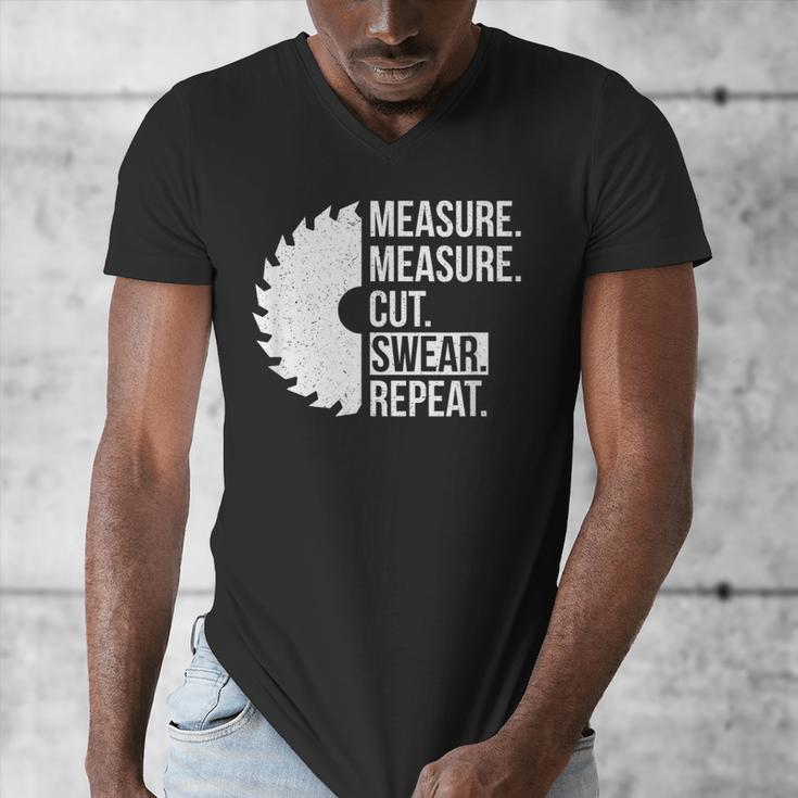 Dad Shirt Measure Cut Swear Handyman Father Day Tshirt Men's V-Neck T-Shirt