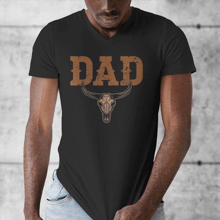 Dad Skull Fathers Day Shirt Western Rodeo Family Matching Men's V-Neck T-Shirt