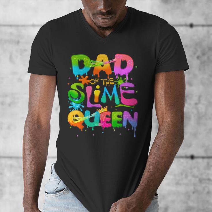 Dad Of The Slime Queen Birthday Family Matching Party Men's V-Neck T-Shirt