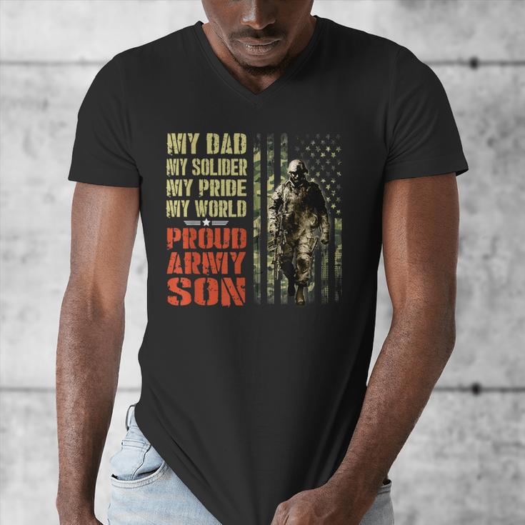My Dad Is A Soldier Hero Proud Army Son US Military Men's V-Neck T-Shirt