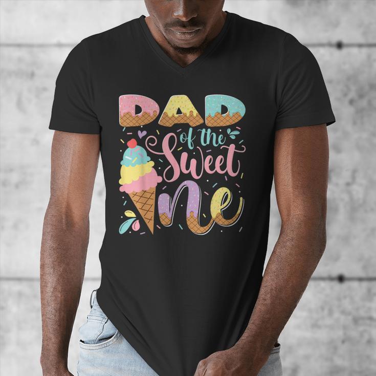 Dad Of The Sweet One Ice Cream 1St Birthday Party Men's V-Neck T-Shirt