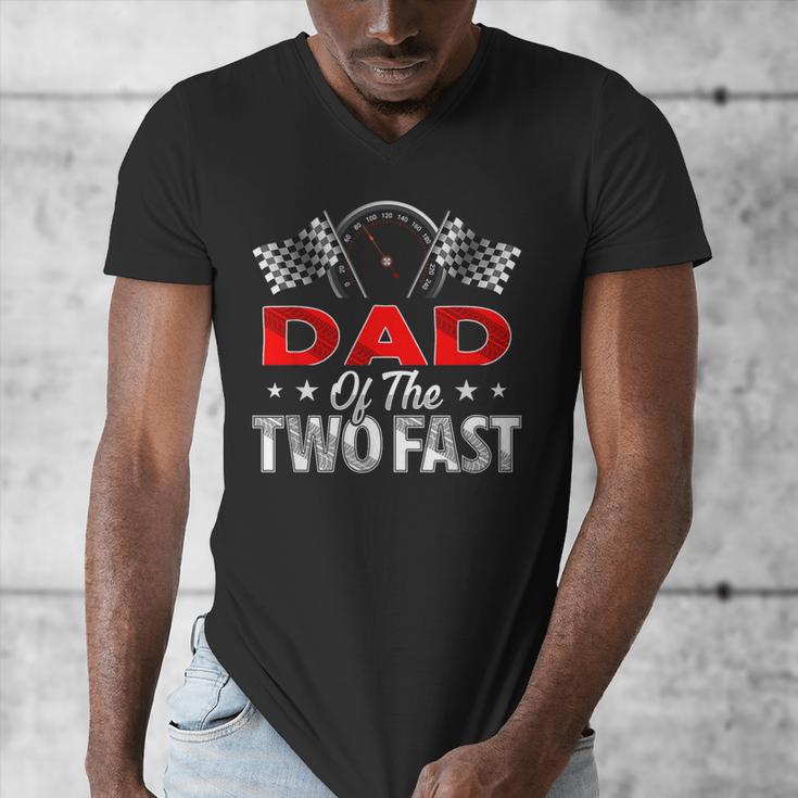 Dad Of The Two Fast Second Birthday Racing Car Family Men's V-Neck T-Shirt