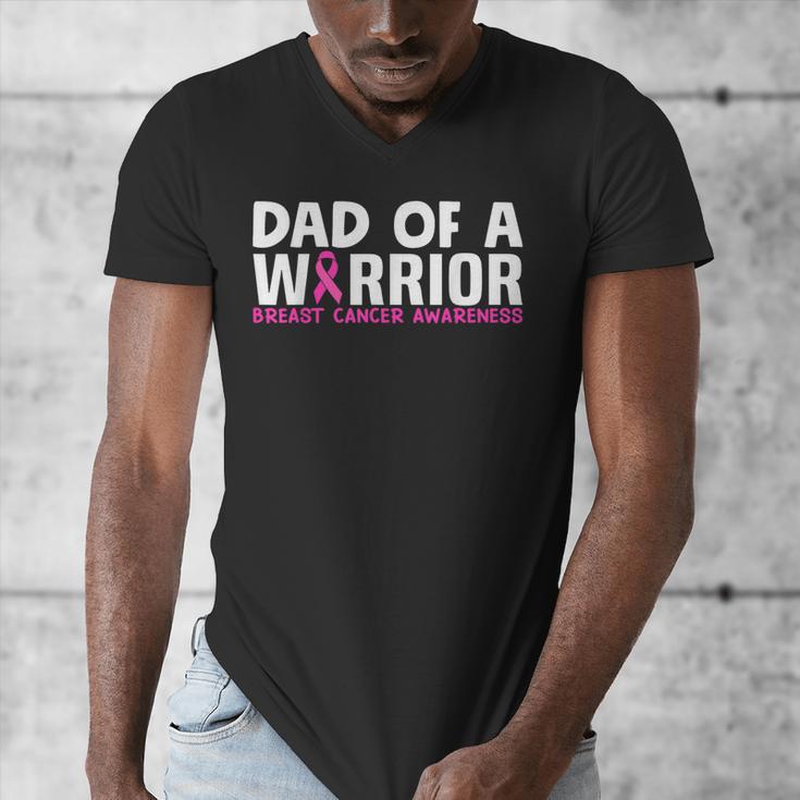 Dad Of A Warrior Breast Cancer Awareness Support Daughter Men's V-Neck T-Shirt