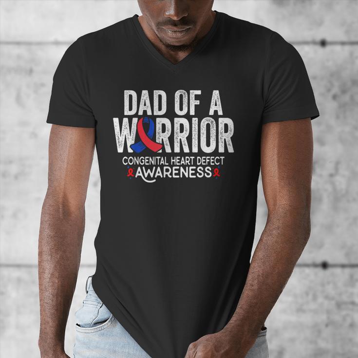 Dad Of a Warrior CHD Congenital Heart Defect Awareness CHD Men's V-Neck T-Shirt Dad Of a Warrior CHD Congenital Heart Defect Awareness CHD Men's V-Neck T-Shirt