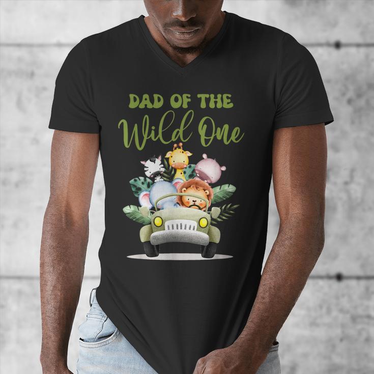 Dad Of The Wild One 1st Birthday Safari Family Matching Men's V-Neck T-Shirt