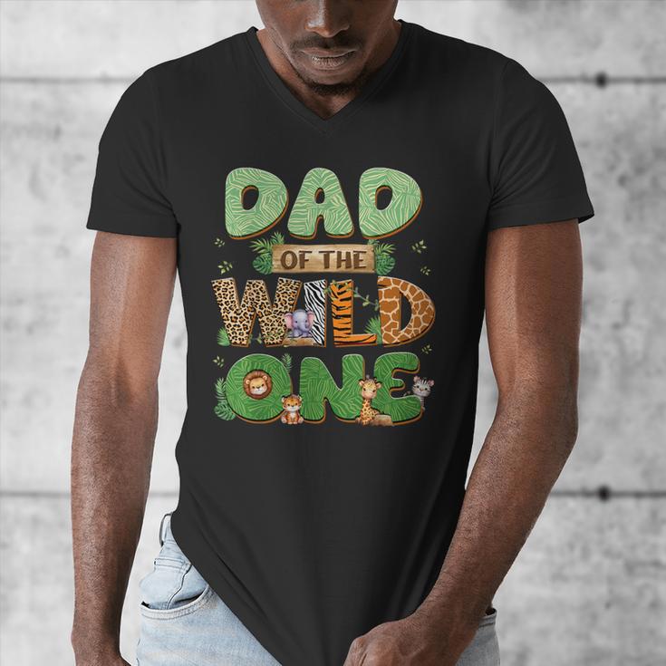 Dad Of The Wild One Birthday Family Matching Party Decor Men's V-Neck T-Shirt Dad Of The Wild One Birthday Family Matching Party Decor Men's V-Neck T-Shirt