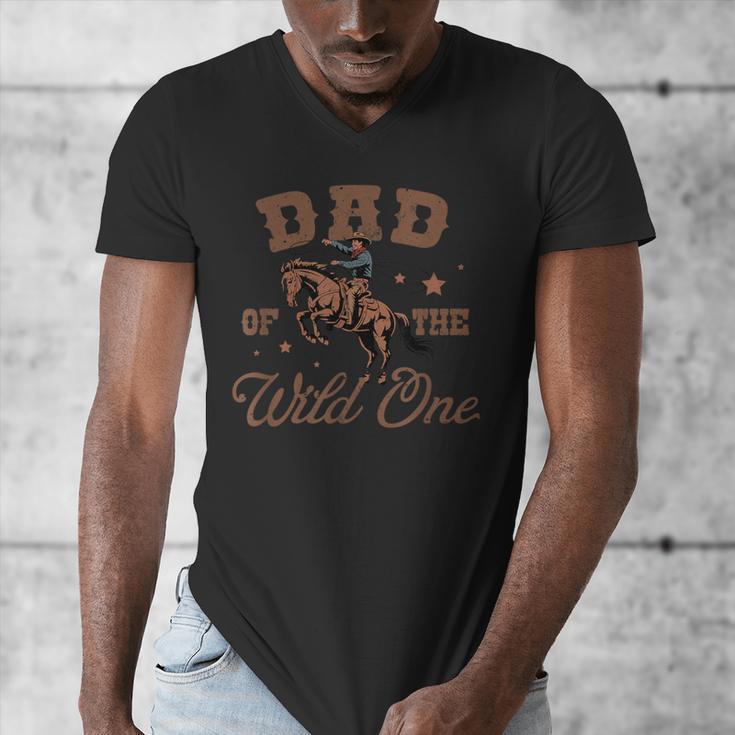 Dad Of The Wild One Cowboy Western Rodeo Party Matching Men's V-Neck T-Shirt