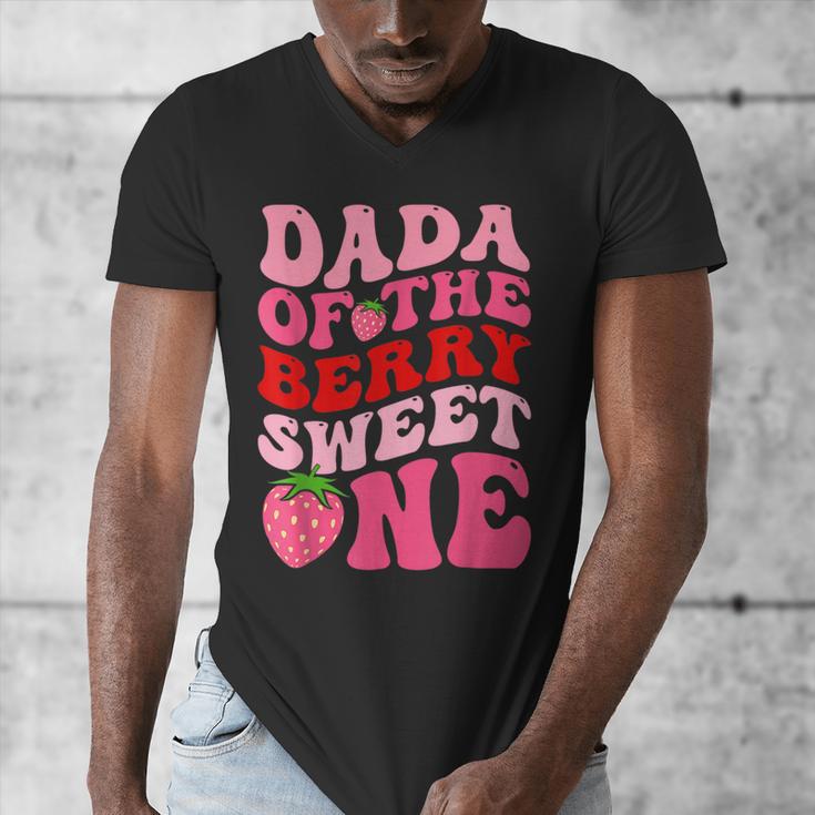 Dada Of The Berry Sweet One Strawberry First Birthday Men's V-Neck T-Shirt