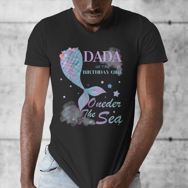 Dada Dad 1st Birthday Mermaid Oneder The Sea Family Matching Men's V-Neck T-Shirt
