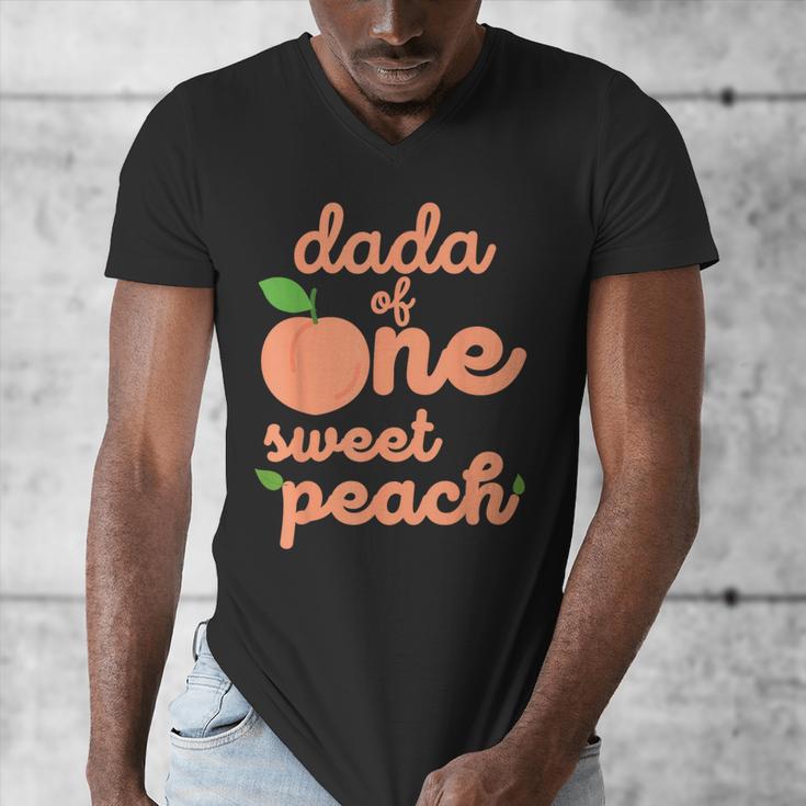 Dada Dad First Birthday One Sweet Peach Bday Family Matching Men's V-Neck T-Shirt