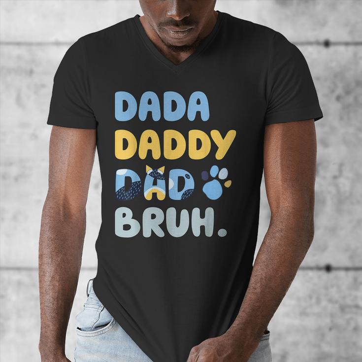 Dada Daddy Dad Bruh Fathers Day Blue Dog Men's V-Neck T-Shirt