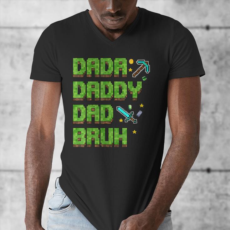 Dada Daddy Dad Bruh Father's Day Game Pixel Men's V-Neck T-Shirt